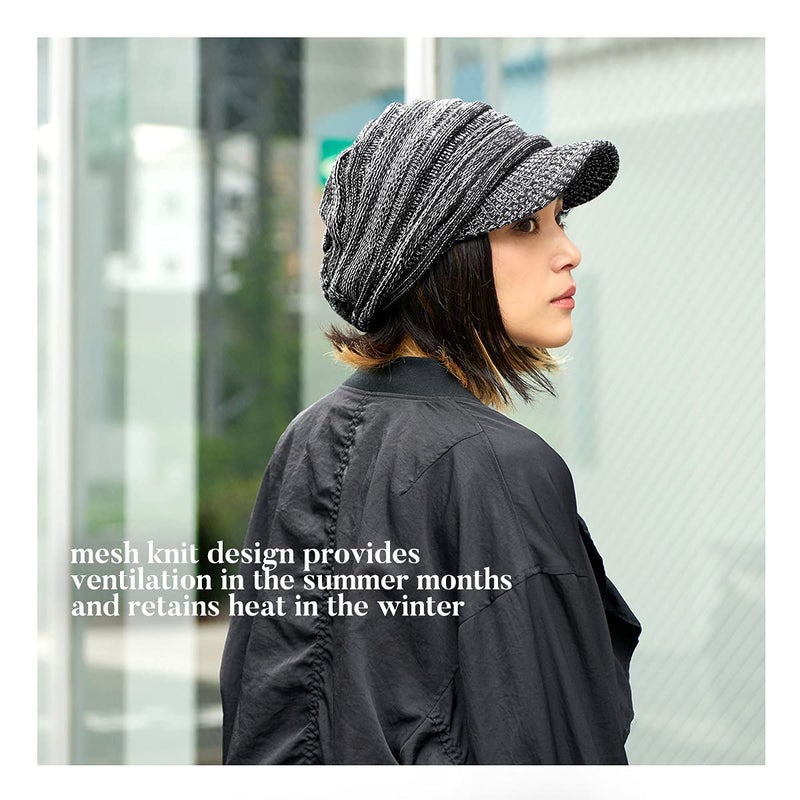 CHARM Mens Brimmed Knit Beanie - Womens Summer Slouchy Beanie Visor Hat Winter Slouch Knit Hats Warm Baggy Caps Gray - Image 4